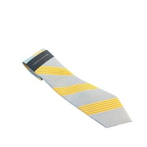 Tommy Hilfiger Mens Silk Necktie Blue Yellow Striped Formal Dress Tie S31048